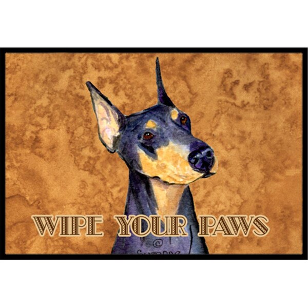 Carolines Treasures 18 X 27 In. Black And Tan Doberman Wipe Your Paws Indoor Or Outdoor Mat CA74621 - main